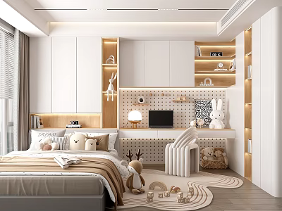 Minimalist Tatami Bedroom Interior With Wooden Storage and Soft Lighting Decor 3d model