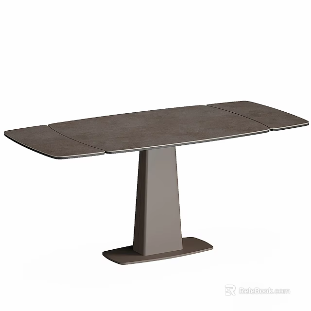 Modern Extendable Dining Table With Wooden Surface And Sturdy Pedestal Base 3d model 