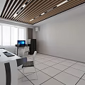 Modern Classroom With Wooden Walls White Tables Wheeled Chairs Tablets And Large Screens