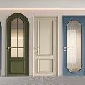 Various Colored Swing Doors With Arched Glass And Solid Panel Designs For Home Interior