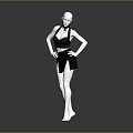 White Mannequin In Black Outfit With Hands On Hips Against Gray Background