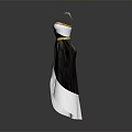 Egyptian Inspired Long Dress With White Black Fabric And Gold Decorative Belt Necklace