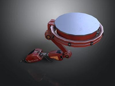 Red Mechanical Arm Equipment With Circular Platform And Robotic Components 3d model