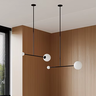 Spherical Chandelier Restaurant Chandelier Simple Linear Chandelier Iron Decorative Lamp 3d model