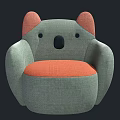 Koala Shaped Kids Chair With Gray Body Orange Ears And Orange Cushion