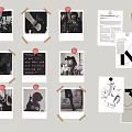 Stylish Photo Wall Decorated With Polaroid Photos Notes And Clips On Gray Background
