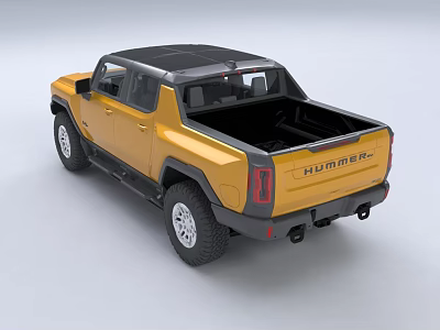 Yellow HUMMER Pickup Truck With Black Roof And Open Bed Off Road Design 3d model