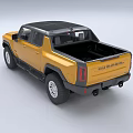 Yellow HUMMER Pickup Truck With Black Roof And Open Bed Off Road Design