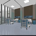 Modern Spacious Hospital Ward Interior With Patient Beds Medical Carts And Large Windows