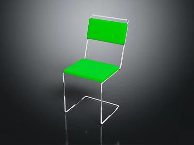 Modern Green Padded Leisure Chair with Sleek Metal Frame and Comfortable Seat Design 3d model