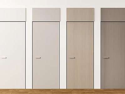 Modern Hinged Doors in Various Colors and Wood Textures for Interior Design with Metal Handles 3d model