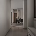 Modern Living and Dining Room Interior Design With Cozy Sofa Marble Table And White Flowers