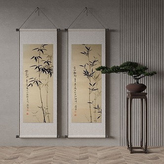 Chinese-style plant painting decorative painting 3d model