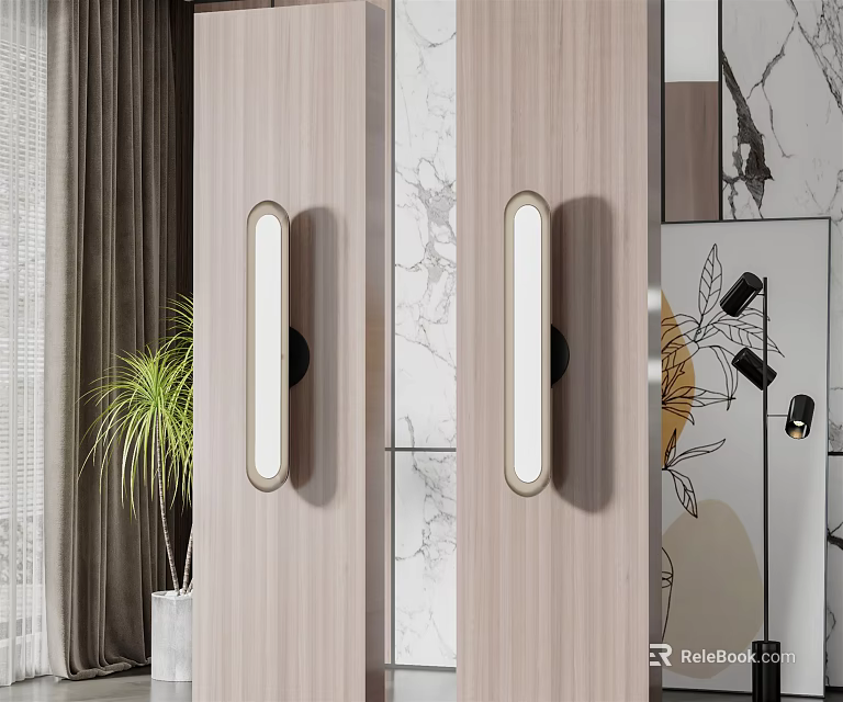 Modern Minimalist Wall Lamps On Wooden And Marble Wall Interior Decor 3d model 