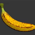 Fresh Ripe Banana With Yellow Peel And Brown Spots On Black Background