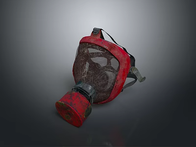 Red Worn Military Gas Mask Protective Weapon Gear With Vintage Design 3d model