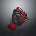 Red Worn Military Gas Mask Protective Weapon Gear With Vintage Design