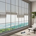 French Window Fabric Pull Shutter 3d model