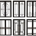 Stylish Sliding Doors With Glass Panels And Black Frames Various Designs 3d model