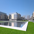 Modern Industrial Plant Complex With Glass Facades Green Lawns And Open Plaza Areas