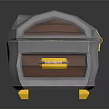 Wooden Treasure Chest With Metal Frame Keyhole Yellow Latch And Yellow Feet