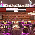 Manhalian 1 Bar With Neon Sign Wonderful Life Banner Purple Lighting And Cocktail Seating