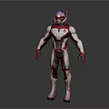 Modern Tech Inspired Superhero Character In White Red Black Armor With Blue Accent Helmet