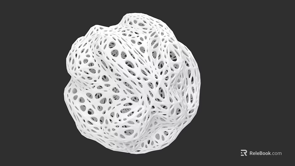 Intricate White Perforated Spherical Sculpture With Hollow Design Details 3d model 