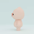 Cute Pink Reptile Plush Toy With Light Brown Head Patch And Black Eyes On Light Blue Background