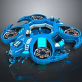 Detailed Futuristic Blue Sci Fi Mechanical Platform With Circular Components And Control Panels 3d model