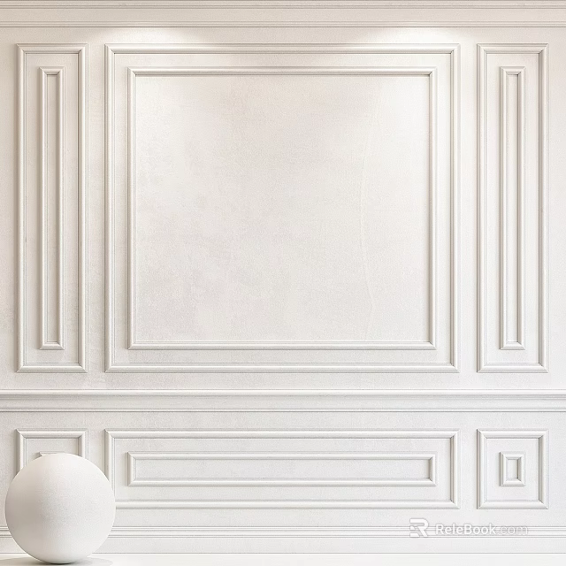 Elegant White Wainscoting For Interior Wall Decor 3d model