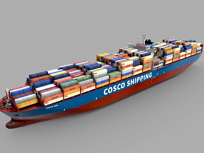COSCO SHIPPING Large Container Ship Loaded With Various Colored Containers 3d model