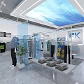FK Brand Clothing Store With Modern Window Display Mannequins Bright Interior And Decorative Plants