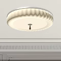 Classic White Ceiling Light With Pleated Shade And Brown Border Design 3d model