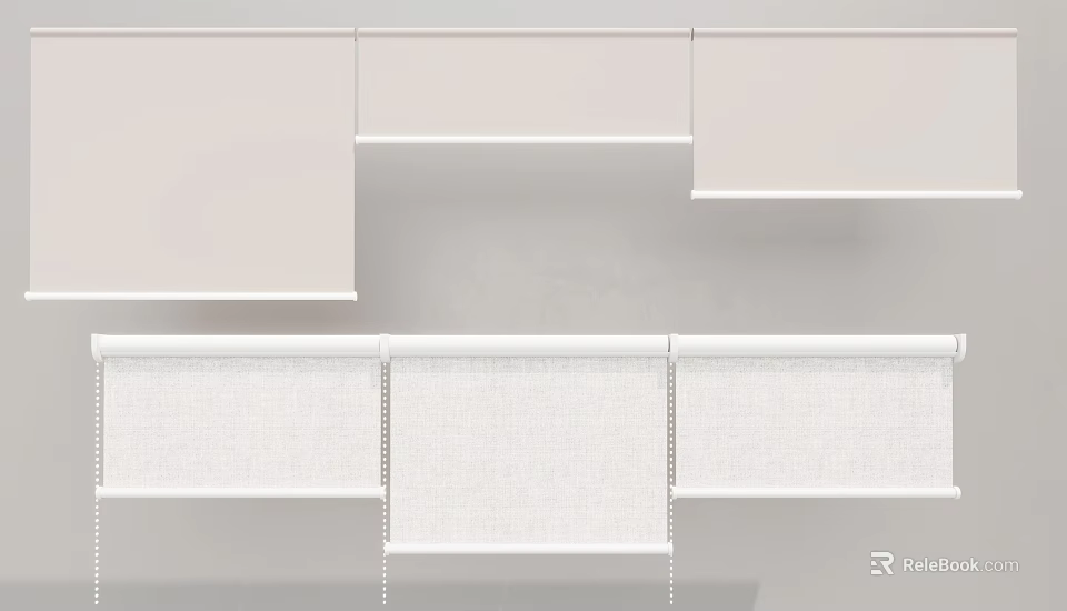 White Fabric Venetian Blinds with Neat Design for Modern Home Interior Decoration 3d model 