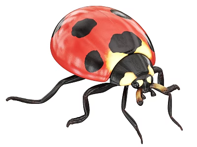 Red and Black Spotted Ladybug as a Flying Animal with Yellow Edges 3d model