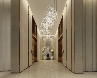 Light Luxury Elevator Hall 3d model