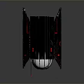 Modern Black Structure With Red Accent Lines And White Basketball Design