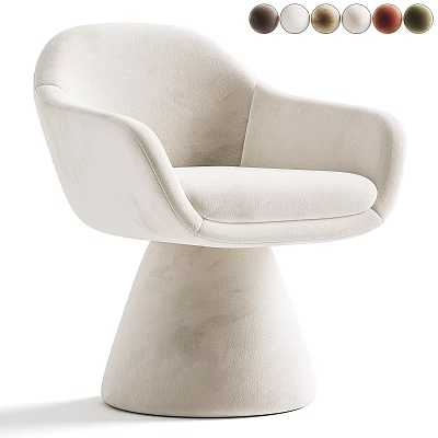 Beige Velvet Single Sofa With Modern Conical Swivel Base And Comfortable Seat 3d model