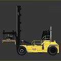 Yellow Industrial Forklift With Mast Forks Cab And Heavy Duty Wheels