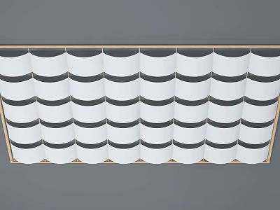 Modern Stylish Ceiling Design With White Wavy Panels Black Stripes And Wooden Frame 3d model