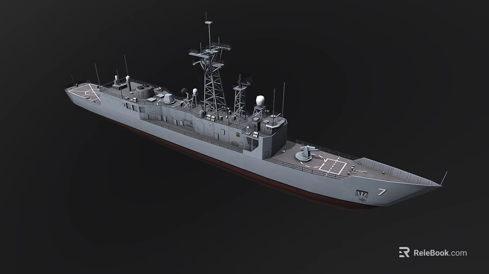 Detailed Modern Warship 3D Model Featuring Radar Antennas And Deck Equipment 3d model 