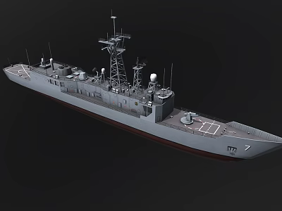 Detailed Modern Warship 3D Model Featuring Radar Antennas And Deck Equipment 3d model
