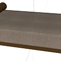 Modern Lounge Chair With Gray Fabric Wooden Details And Cylindrical Pillow