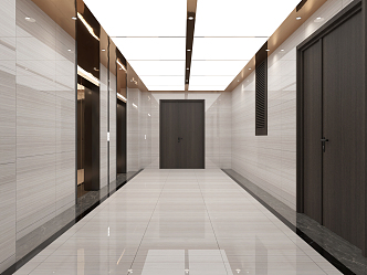 modern elevator hall 3d model