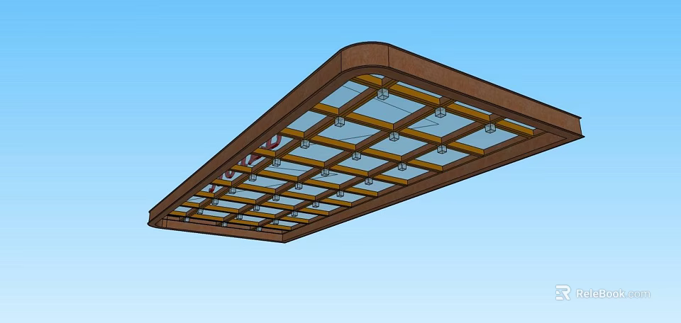 Modern Outdoor Canopy With Brown Wooden Frame And Glass Panels For Patio Use 3d model 