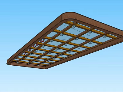 Modern Outdoor Canopy With Brown Wooden Frame And Glass Panels For Patio Use 3d model
