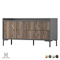 Modern Wooden Dresser with Gray Frame Black Metal Legs and Storage Design