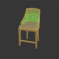 Modern Leisure Chair With Wooden Frame Woven Backrest And Light Gray Padded Seat