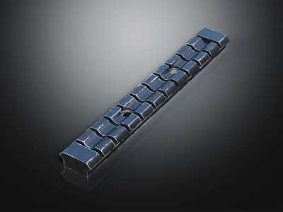 Shiny Silver Metal Long Strip With Square Connecting Blocks And Reflective Surface 3d model